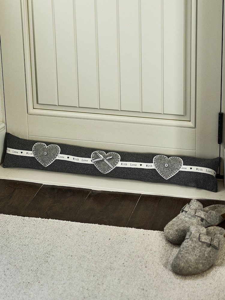 Dibor Grey Made with Love Heart Draught Excluder - Image 1 of 4