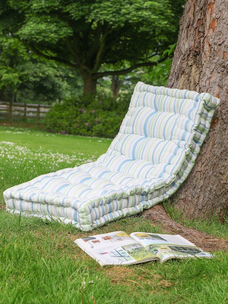 Dibor Blue Tenby Stripe Cotton Bench Cushion - Image 2 of 5
