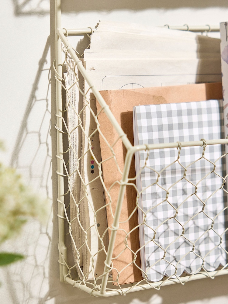 Dibor Cream Eggshell 3 Section Wire Storage Rack - Image 2 of 6