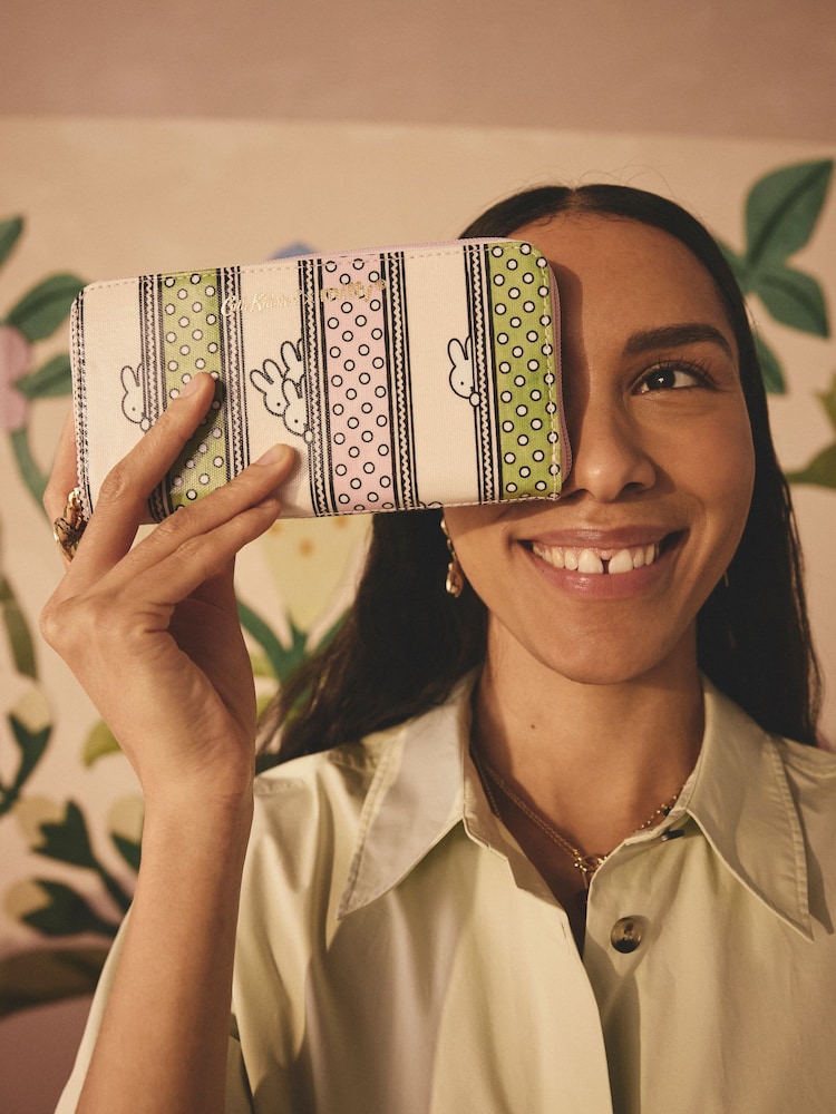 Cath Kidston 100% Cotton Miffy Stripe Continental Wallet Bag - Imagen 1 de 5 Cath Kidston 100% Cotton Miffy Stripe Continental Wallet Bag - Imagen 1 de 5