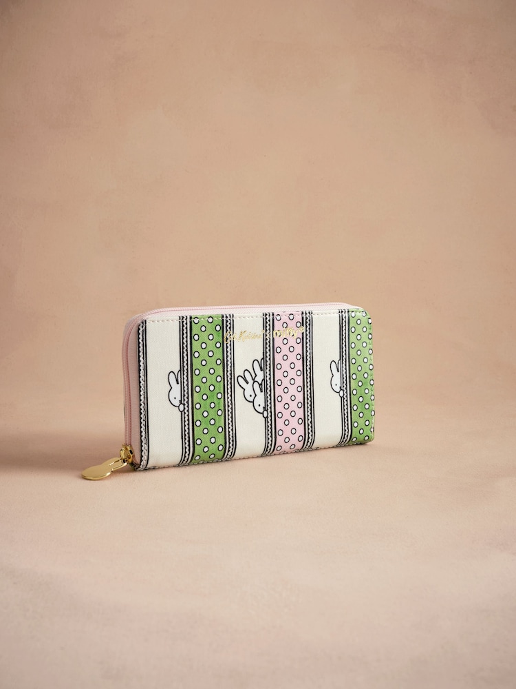 Cath Kidston Green 100% Cotton Miffy Stripe Continental Wallet Bag - Image 3 of 5