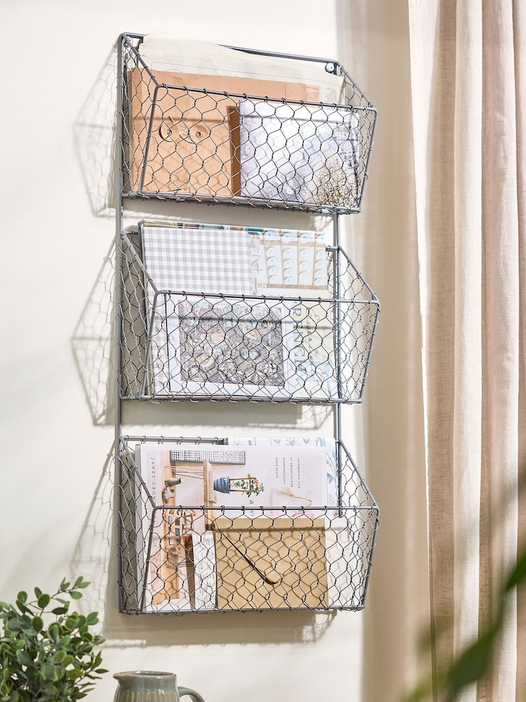 Dibor Charcoal Grey 3 Section Wire Storage Rack - Image 1 of 6