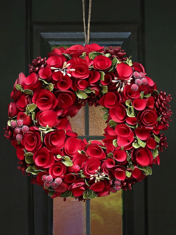Dibor Red Winter Rose Wreath - Image 1 of 4
