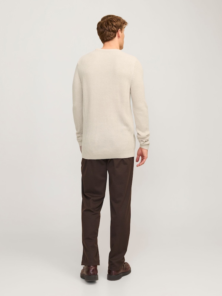 JACK & JONES Natural Ribbed Round Neck Knitted Jumper - Image 2 of 7