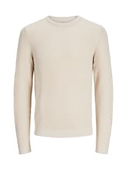 JACK & JONES Natural Ribbed Round Neck Knitted Jumper - Image 7 of 7