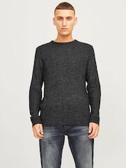 JACK & JONES Black Ribbed Round Neck Knitted Jumper - Image 1 of 6