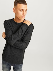 JACK & JONES Black Ribbed Round Neck Knitted Jumper - Image 2 of 6