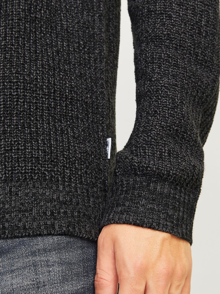 JACK & JONES Black Ribbed Round Neck Knitted Jumper - Image 4 of 6