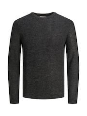 JACK & JONES Black Ribbed Round Neck Knitted Jumper - Image 6 of 6