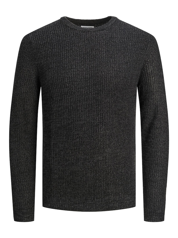 Schwarz - JACK & JONES Gerippter Strickpullover mit Rundhalsausschnitt - Bild 8 von 8