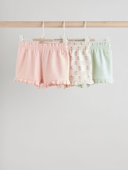 Pink/ Cream/ Green Baby Jersey 100% Cotton Shorts 3 Pack - Image 1 of 11