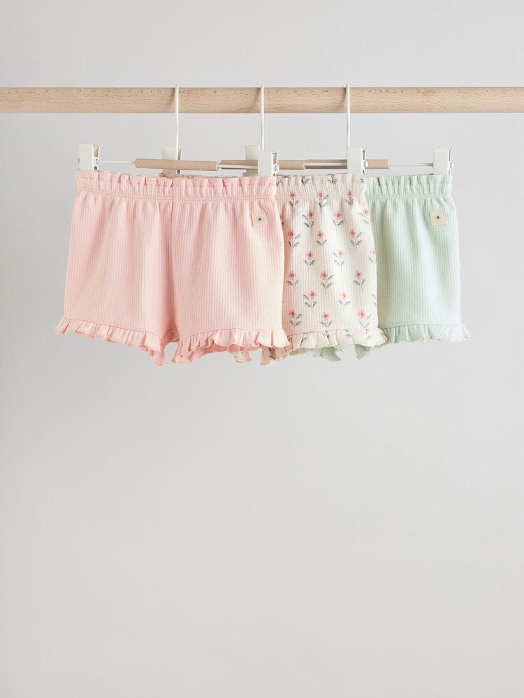 Pink/Creme/Grün - Baby-Shorts aus Jersey aus 100 % Baumwolle im 3er-Pack - Bild 1 von 11 Pink/Creme/Grün - Baby-Shorts aus Jersey aus 100 % Baumwolle im 3er-Pack - Bild 1 von 11
