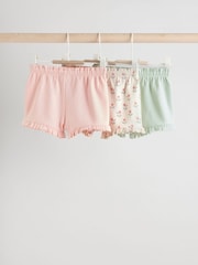 Pink/ Cream/ Green Baby Jersey 100% Cotton Shorts 3 Pack - Image 2 of 11