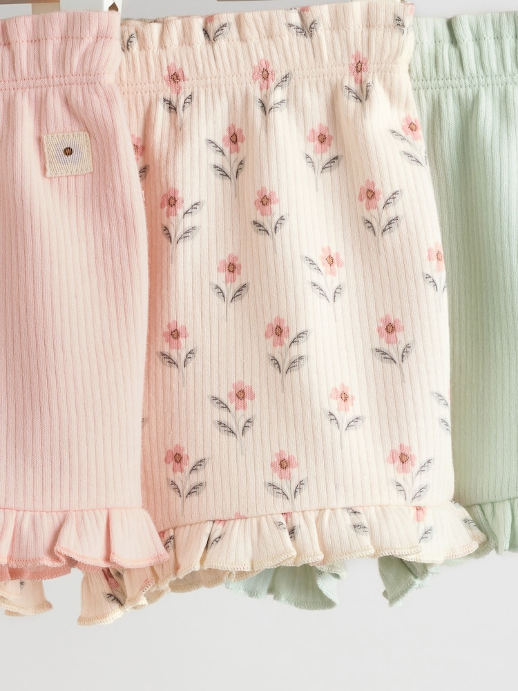 Rose/crème/vert - Lot de 3 shorts en jersey 100% coton bébé - Image 8 of 11