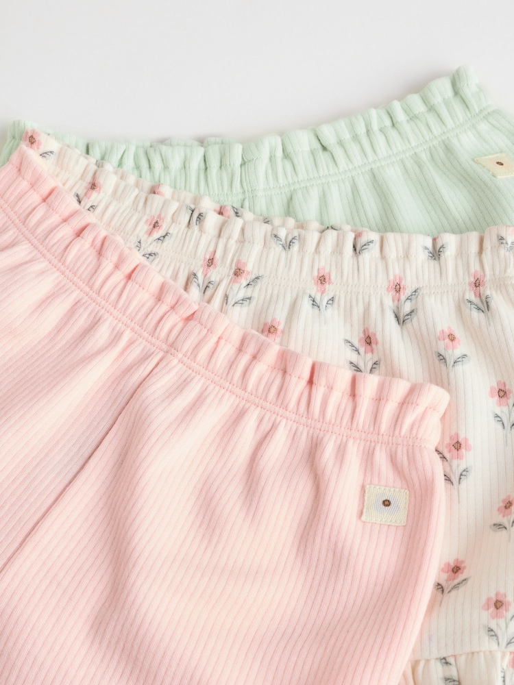 Rose/crème/vert - Lot de 3 shorts en jersey 100% coton bébé - Image 9 of 11