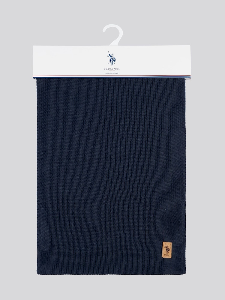 Синий - U.S. Polo Assn. Mens Winter Rib Knit Black Scarf - Image 1 of 3