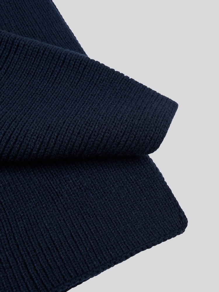 Синий - U.S. Polo Assn. Mens Winter Rib Knit Black Scarf - Image 2 of 3