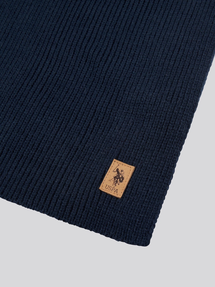 Синий - U.S. Polo Assn. Mens Winter Rib Knit Black Scarf - Image 3 of 3