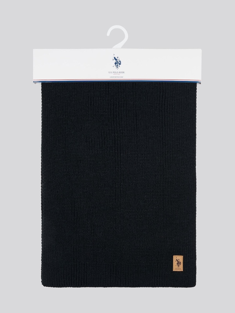 Черный - U.S. Polo Assn. Mens Winter Rib Knit Black Scarf - Image 1 of 3