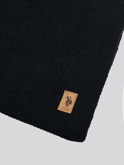 Черный - U.S. Polo Assn. Mens Winter Rib Knit Black Scarf - Image 2 of 3