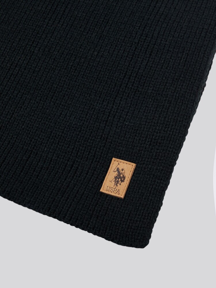 Черный - U.S. Polo Assn. Mens Winter Rib Knit Black Scarf - Image 2 of 3
