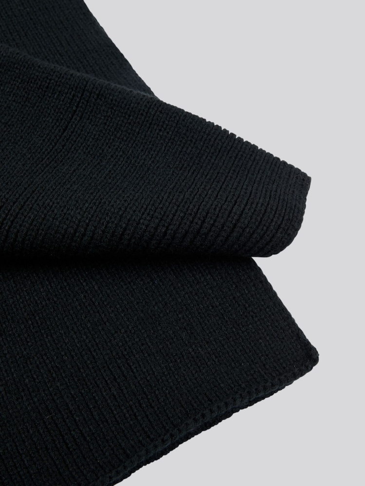 Черный - U.S. Polo Assn. Mens Winter Rib Knit Black Scarf - Image 3 of 3