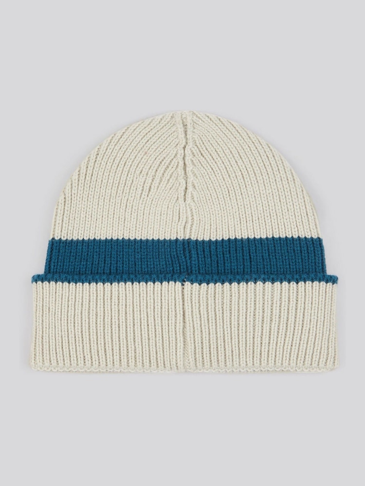 U.S. Polo Assn. Cream Winter Logo Patch Knit Beanie - Image 2 of 3 U.S. Polo Assn. Cream Winter Logo Patch Knit Beanie - Image 2 of 3