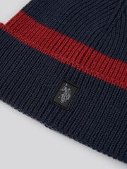 Azul - U.S. Polo Assn. Winter Logo Patch Knit Beanie - Imagen 3 de 3