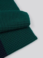 U.S. Polo Assn. Mens Green Striped Winter Waffle Knit Scarf - Изображение 3 из 3