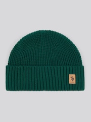 U.S. Polo Assn. Green Winter Fleece Lined Waffle Knit Beanie - Image 1 of 3