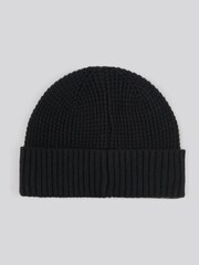 U.S. Polo Assn. Black Winter Fleece Lined Waffle Knit Beanie - Image 2 of 3