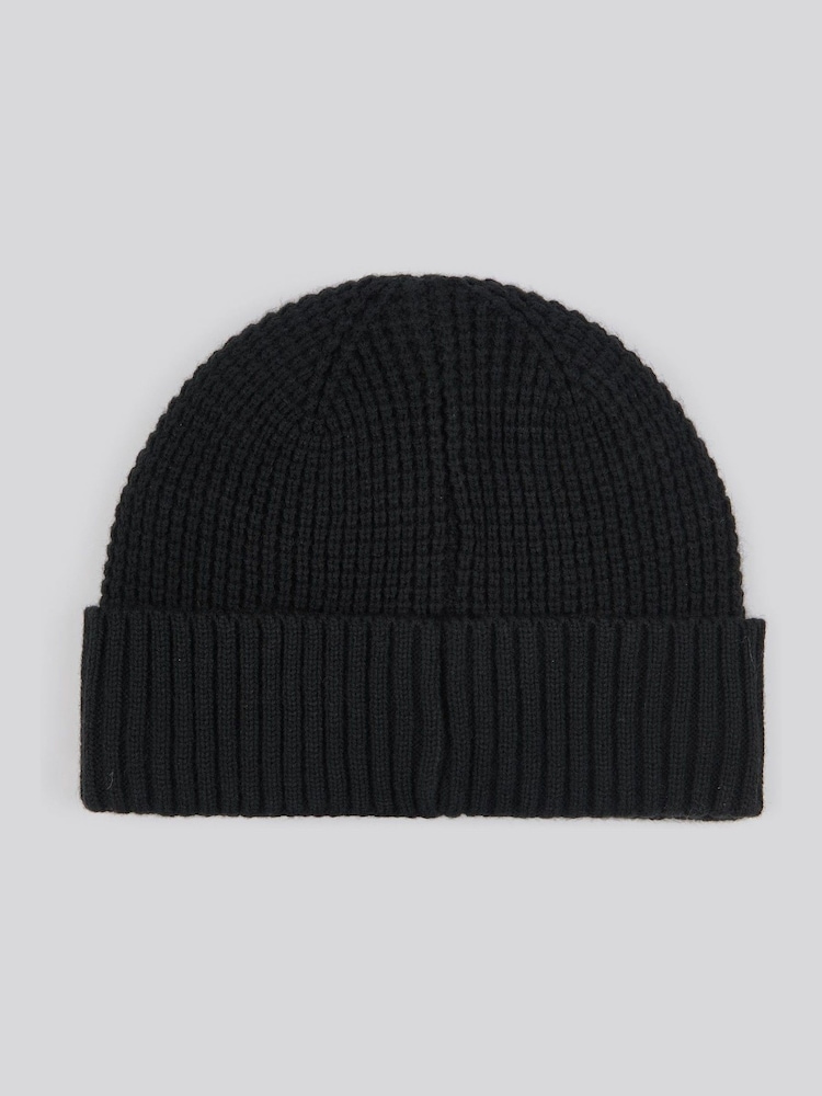U.S. Polo Assn. Black Winter Fleece Lined Waffle Knit Beanie - Image 2 of 3