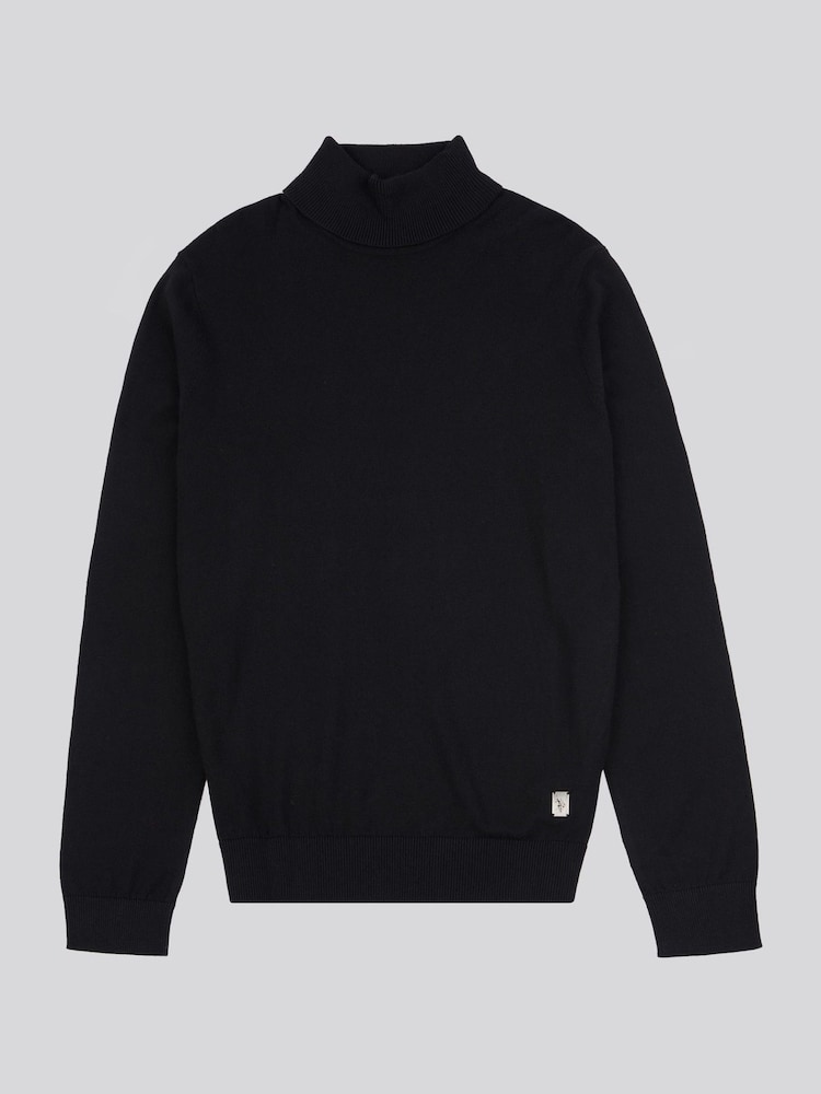 U.S. Polo Assn. Black U.S. Polo Assn. Mens Cotton Knit Roll Neck Jumper - Image 7 of 7