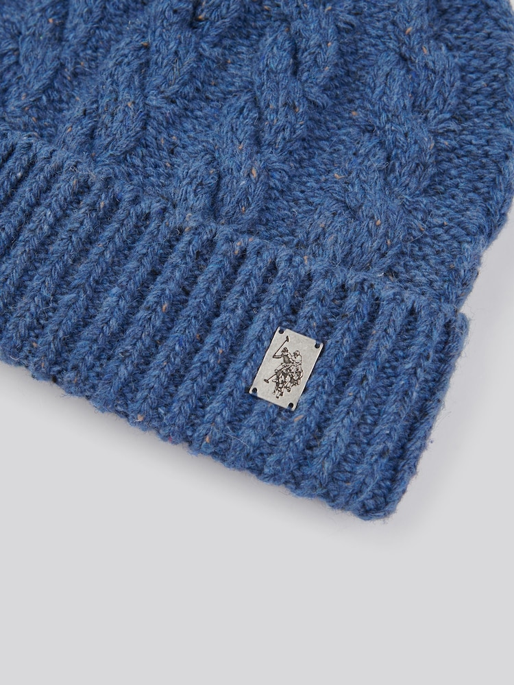 U.S. Polo Assn. Blue Cable Knit Winter Beanie - Image 3 of 3