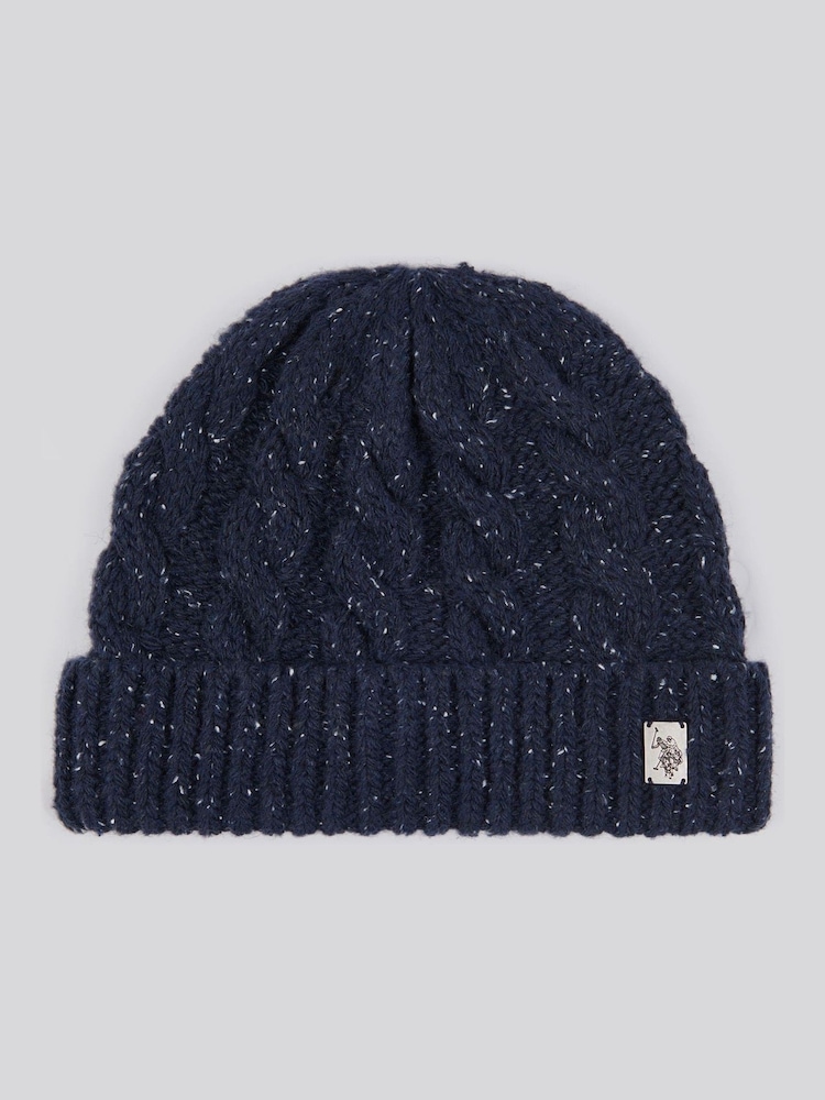 U.S. Polo Assn. Dark Blue Cable Knit Winter Beanie - Image 1 of 3