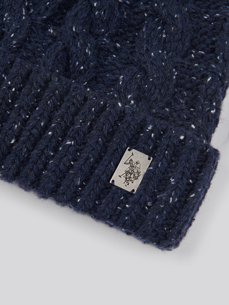 U.S. Polo Assn. Dark Blue Cable Knit Winter Beanie - Image 3 of 3