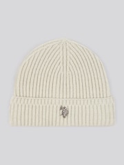 U.S. Polo Assn. Cream Winter Mens Rib Knit Beanie - Image 1 of 3