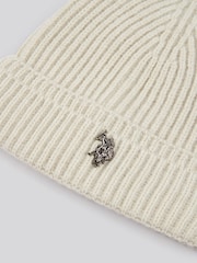 U.S. Polo Assn. Cream Winter Mens Rib Knit Beanie - Image 3 of 3