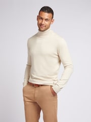 U.S. Polo Assn. Cream U.S. Polo Assn. Mens Cotton Knit Roll Neck Jumper - Image 1 of 7