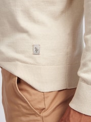 U.S. Polo Assn. Cream U.S. Polo Assn. Mens Cotton Knit Roll Neck Jumper - Image 2 of 7