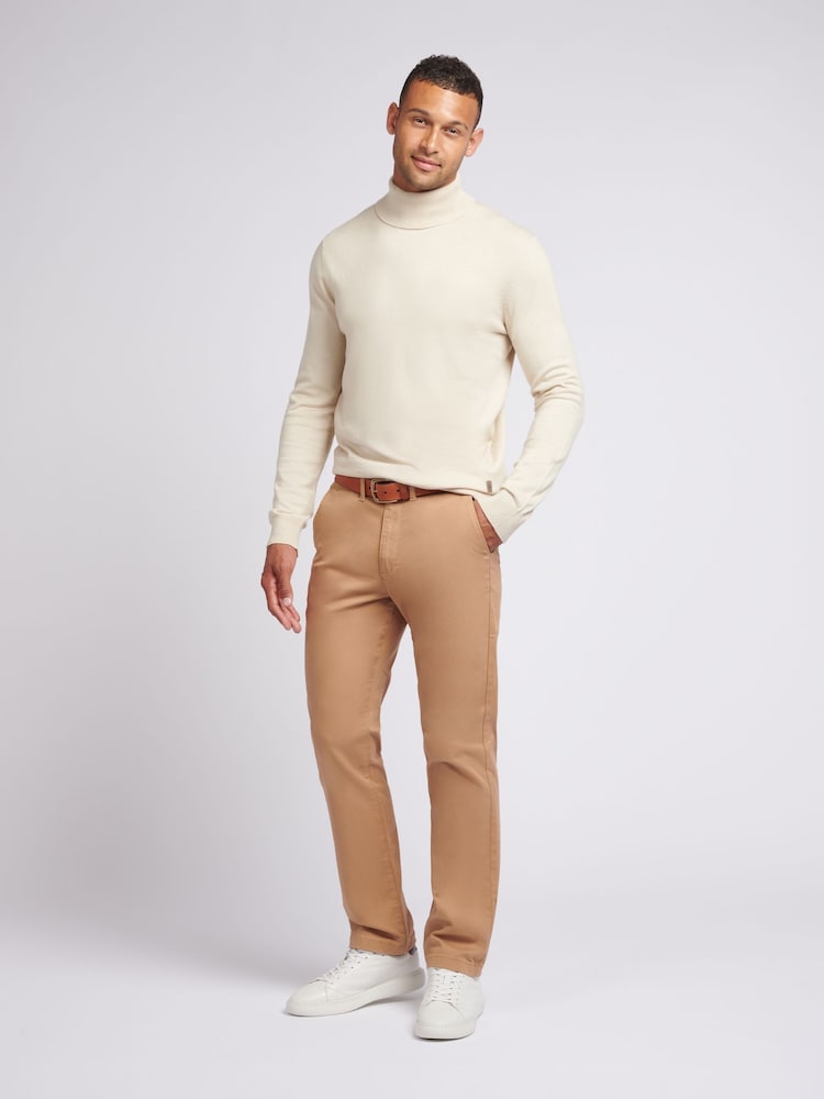 U.S. Polo Assn. Cream U.S. Polo Assn. Mens Cotton Knit Roll Neck Jumper - Image 3 of 7