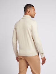 U.S. Polo Assn. Cream U.S. Polo Assn. Mens Cotton Knit Roll Neck Jumper - Image 4 of 7
