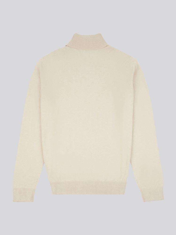 U.S. Polo Assn. Cream U.S. Polo Assn. Mens Cotton Knit Roll Neck Jumper - Image 6 of 7