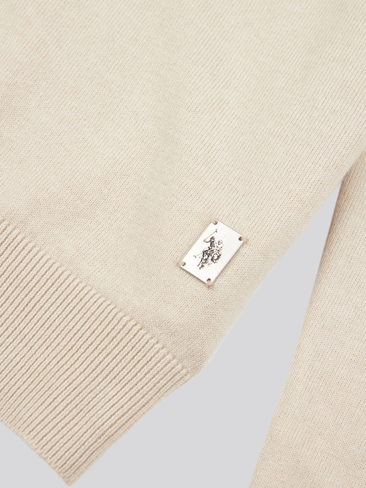 U.S. Polo Assn. Cream U.S. Polo Assn. Mens Cotton Knit Roll Neck Jumper - Image 7 of 7