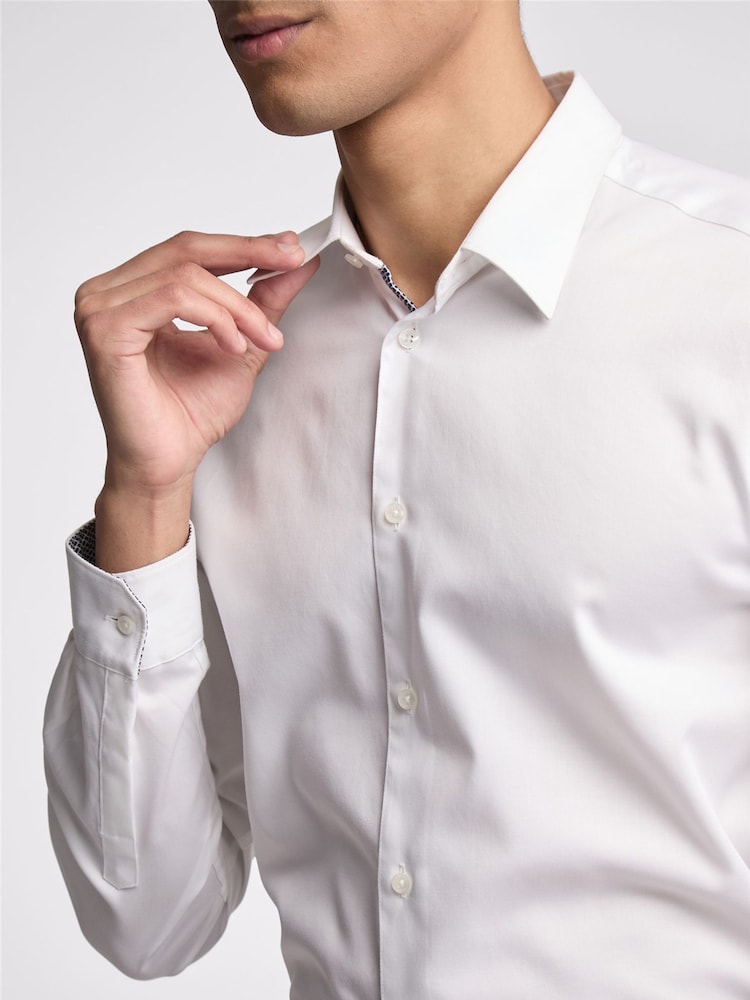 Ted Baker Tailoring Slim 100% Cotton Holme Core Strech White Shirt - Image 3 of 3