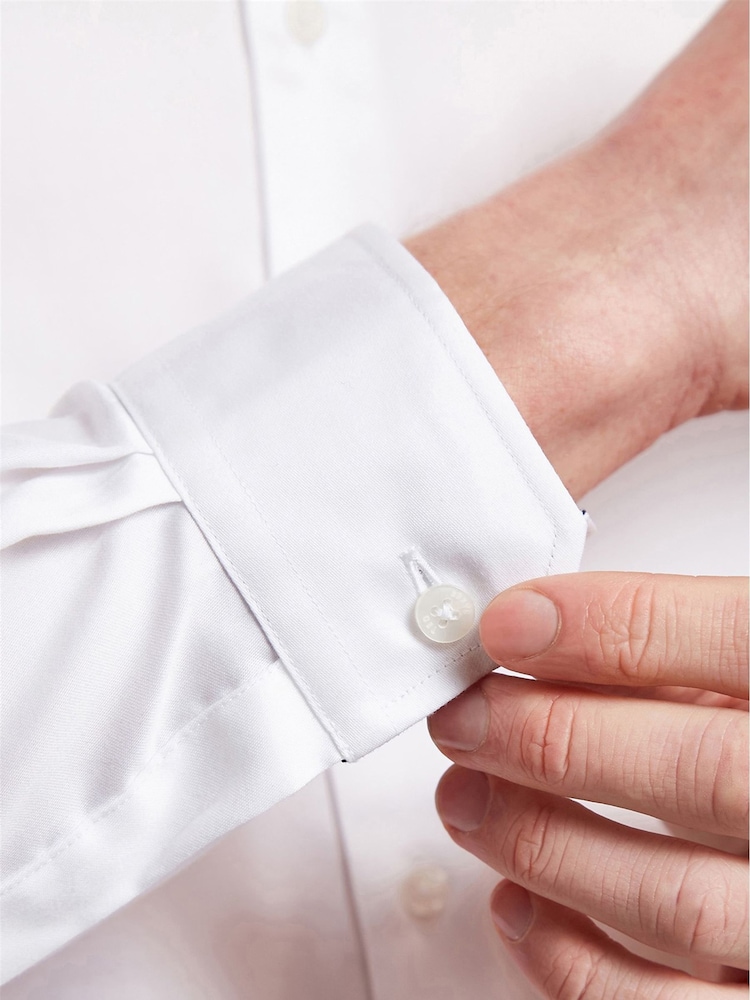 Ted Baker Tailoring Slim 100% Cotton Holme Core Strech White Shirt - Image 4 of 4