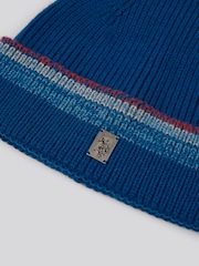 U.S. Polo Assn. Navy Blue Winter Stripe Tipping Rib Knit Beanie - Image 3 of 3