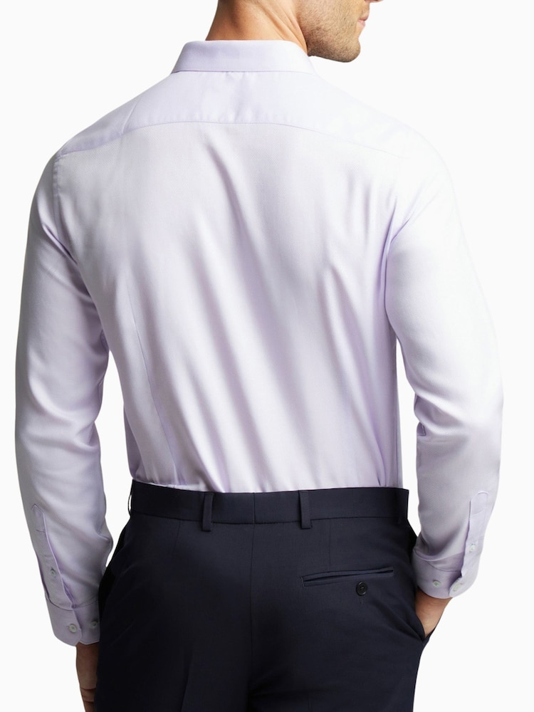 Ted Baker Tailoring Purple 100% Cotton Dalton Lilac Texture Shirt - Image 2 of 3