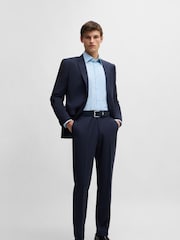 BOSS Blue Printed Regular-Fit Stretch-Cotton Poplin Shirt - Image 1 of 6