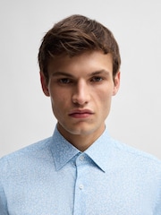BOSS Blue Printed Regular-Fit Stretch-Cotton Poplin Shirt - Image 2 of 6